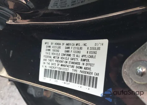 2014 Honda Accord Ex из США, поврежденный, VIN 1HGCR2F71EA122307